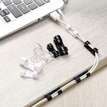 100 个自粘式线夹，适用于办公用品，电缆收纳夹透明塑料线夹无钉线整理器