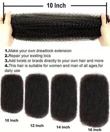 50g/Pcs Afro Kinky Curly Braiding Bulk Hair Extensions For Mini Twists No Weft Soft Locs Afro Kinky Straight Human Hair Extensions Natural Color Cuban Twist Hair Soft Locs Micro Spring Twist For Dreadlocks Loc Repair - SNatural - 查看 5