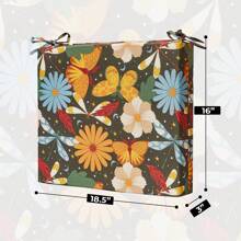 Outdoor Chair Cushions Set Of 4 For Patio Furniture, Water-Resistant Square Corner Patio Chair Cushions With Ties, High Density Foam Outdoor Seat Cushion, 18.5" X 16" X 3" - 花的 - 查看 5