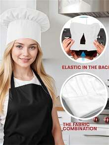 1/2pcs Chef Hat, Adult Premium Adjustable Elastic Baking Kitchen Cooking Chef Hats - Multicolor - View 7