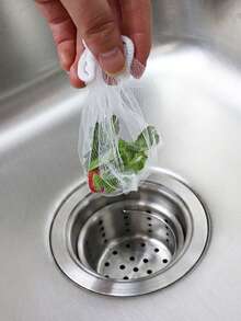 100PCS Disposable Mesh Sink Strainer Bags, Kitchen Sink Strainer Filter Mesh Bag Anti Clogging Elastic Kitchen Sink Strainer Mesh Trash Bag, Fits Most Sizes Of Sink Strainer Kitchen Items Kitchen Accessories Kitchen Tools - White - View 10