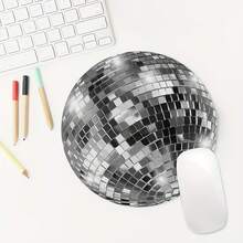 1pc Pink & Silver Round Mouse Pad Cute Desk Mat Non-Slip Rubber Base Desk Accessories Keyboard Pad For Home Office Decor Desk Pad 7.8*7.8 Inch As Christmas, Halloween Gifts For Women Girlfriends Men Friends - Multicolor - View 7