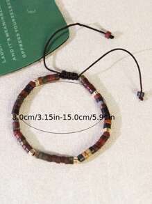 1 Pc Beaded Woven Bracelet, Elegant & Fashionable Handmade Adjustable Natural Stone Bracelet For Girls