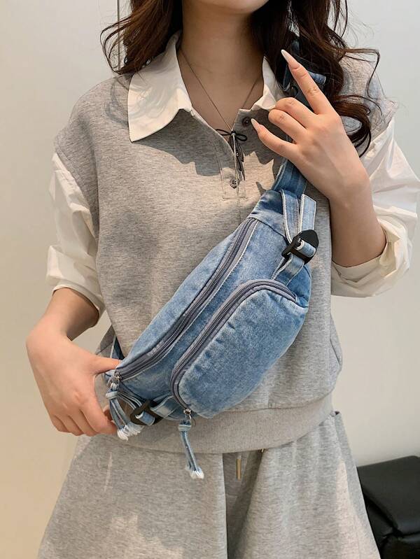 Marsupio/Borsa a tracolla unisex minimalista in denim