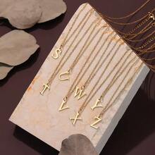 Initial Letter Necklace Stainless Steel Gold + Velvet Bag Cute Pendant Delicate Gift - U - Xem 8