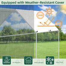 YODOLLA Large Metal Chicken Cage Run For Yard With Cover, Walk-In Chicken Pen For Outdoor, Backyard, And Farm, Hen Cage House For Chickens And Other Poultry - Silver - View 6
