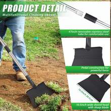 Multifunctional Heavy-Duty Steel Garden Shovel – 136cm Adjustable Handle, For Weeding, Digging, Lawn Edging & Ice Removal - Black - View 4