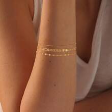 MBW Gold Bracelets Women, Dainty 14K Gold Plated Bracelet Stack Beaded Chain Bracelet Set Thin Small Cute Paperclip Bracelets Fashion Waterproof Jewelry Gold Accessories Women - Style7 - 查看 3