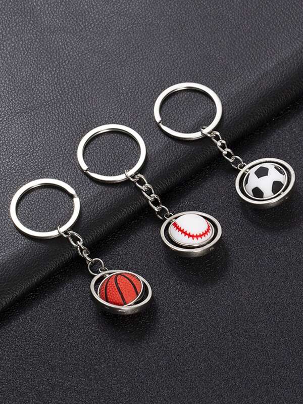 1pc Rotating Basketball/Football/Baseball Metal Key Chain