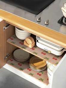 1Roll Cherry Shelf Liners, Waterproof Non-Adhesive Drawer Liners, Easy Cut Multi-Shape Cabinet Liners For Shelves, Cabinets, Kitchens, Shelf Mats - Cherry - View 6