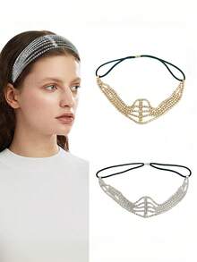 水钻装饰发带派对皇冠头饰头箍头巾发带吸汗带，适合上学、大学、秋冬季女士度假装扮，优雅围巾女士头巾柔软头巾