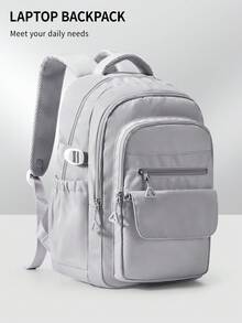时尚百搭纯色笔记本电脑工作背包，适合 14-15.6 英寸笔记本电脑，男女皆宜，防水校园背包，适合高中和大学，25L 大容量旅行单肩包，防水商务通勤背包，多口袋功能背包，青少年笔记本电脑书包，轻便背包，时尚休闲背包，带衬垫肩带