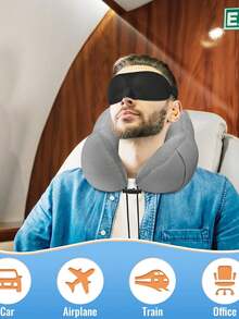 1pc Travel Pillow, Particle Hooded U-Shaped Pillow, Multifunctional Neck Pillow, Airplane Nap Hooded Neck Pillow Travel Essentials Travel Accessories Vacation Summer Holiday Back To School Travel Pillow Neck Bag For School School Accessories School Stuff - Multicolor - View 2