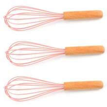 Fouet en silicone avec manche en bois - Tête de fouet noire avec manche en bois - Fouet pour la pâte à pancakes, les œufs et les blancs d'œufs, le mélange de gâteau, le mélange, le jus et les sauces