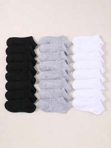 40 đôi tất trơn màu, tất cổ thấp mềm mại và nhẹ dành cho cả nam và nữ, kiểu dáng sinh viên, thích hợp cho mùa tựu trường. - Nhiều màu - Xem 4