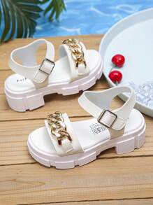 1 Pair Fashionable And Beautiful Girls Single Strap Anti-Slip Thick Soled Sandals, Stylish And Atmospheric, Suitable For Summer Outdoor Wear