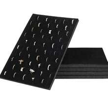 Soporte de espuma para anillos de ranuras de terciopelo negro, soporte de exhibición de anillos de almacenamiento de joyería alta para tiendas minoristas y boutiques, 3 uds. KCEA - 3 piezas blancas - Ver 3