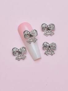 10件装合金蝴蝶结美甲装饰立体镂空金属丝带美甲法式美甲配件 - 彩色 - 查看 4