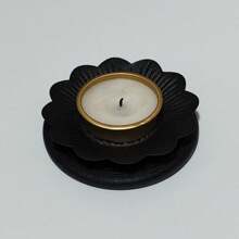 Creative Bamboo Luxury Matte Black Flower Candlestick Candle Holder Fragrance Candle Decorative Base, Elegant Ambiance