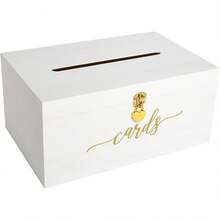 Wedding Card Box - 14 X 9 X 6.5 - White With Gold Sign - Secure Wedding Cards Box With Lock - Card Box For Wedding - Wedding Card Boxes For Reception - Best Way To Keep Cards Safe - 白色 - 查看 10