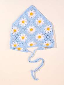 1pc/2pcs Girls Daisy Headband, Triangular Scarf Headband, Elegant Crochet Hair Accessories For Teens - Blue - View 9