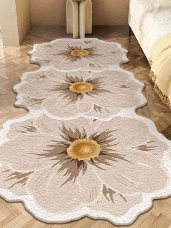 1 pieza Alfombra con diseño floral francés, alfombra de lado de cama, alfombra rosa para sala de estar, felpudo asimétrico esponjoso y suave, grueso, alfombras de área, alfombra de vestidor, alfombras decorativas, tapetes, decoración de dormitorio, decoración del hogar, decoración de habitación, felpudo para exterior, almohadilla de jardín
