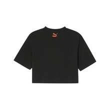 Puma 女式高腰短袖短款T恤 62717501，夏季 - 黑色 - 查看 2