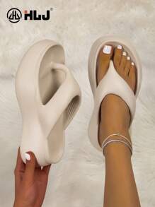 luofu New Women Fashionable Wedge Thick Sole Flip Flops, Outdoor Casual Beach Sandals