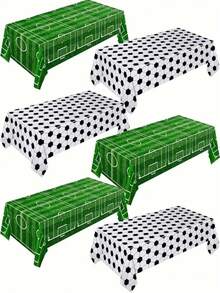 1/2 Sets Tablecloth, Football Themed Tablecloth Sets, Sports Style Tablecloth, Waterproof, Oil-Proof, Stain-Resistant Disposable Rectangle Tablecloth, Multi-Functional Decorative Items For Sports Themed Parties, Suitable For Sports Theme Birthday Parties And Decorations - Multicolor - View 3