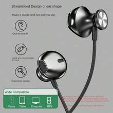 VAORLO DAC 数字芯片有线耳机，3.5mm AUX/Type-C接口，9D HiFi 重低音环绕立体声入耳式耳机，兼容三星安卓系统 - 彩色 - 查看 3