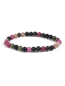 1 件 6 毫米天然石珠手链虎眼石玛瑙石英珠弹力手链男女款瑜伽饰品礼物 - 彩色 - 查看 30