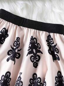 Set de 2 piezas para niñas jóvenes con top corto de tirantes y falda larga estampada vintage de verano