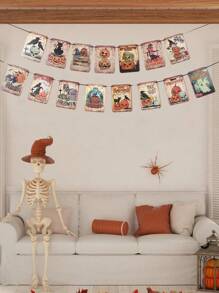 1set Halloween Hanging Paper Banner, Halloween Black Cat Pulling Flags, Halloween Hanging Flag Banner For Halloween Party Decor Home Decoration Room Decor, Halloween Party Background Decoration Hanging Flags, Halloween Party Photo Props, Background Decor, Holiday Decor, Halloween Decor, Party Favor