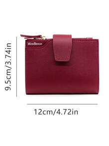 Minimalist Short Wallet For Students, Snap Coin Purse, Solid Color Girl Wallet, Card Holder Clutch