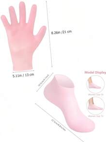 4pcs Moisturizing Gloves & Socks Set, Silicone Gel Therapy Socks For Dry Skin, Silicone Gel Heel Socks Anti-Slip, For Foot Softening, Calluses, Foot Care After Pedicure