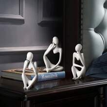 Thinker Statue Trio Plaster Sculpture Nordic Abstract Modern Home Decor Office Living Room Ornament - 黑色 - 查看 6