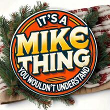 1pc Retro Mike's Business Metal Sign , Vintage Metal Wall Decor With "It's A Mike Thing You Wouldn't Understand" Design For Home. - Multicolor - View 2