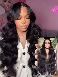 13x6 Body Wave Lace Frontal Human Hair Wigs HD Transparent 30 40 Inch 13x4 Lace Front Wig Remy Human Hair Wigs Curly Wave Style For Women Full Edges Pre-Plucked Lace Wig With Baby Hair Natural Looking - Natural Black - View 2