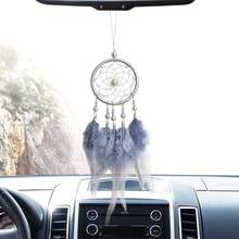Dream Catchers For Cars Rear View Mirror Small Feather Dream Catcher  Hanging Car D Accories For Women Grey