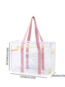 Bolsa de playa transparente, bolsa de almacenamiento a prueba de arena de gran capacidad con asa, adecuada para la playa, deportes, vacaciones