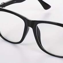 1pc, Elegant Oversized Square Frame Clear Lens Glasses - Stylish Minimalist Fashion Eyewear For Computer Use -  Design For Women And Men With Clear Vision, Photo Prop Accessories - 黑色 - 查看 7