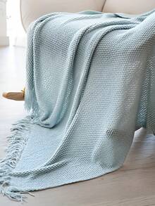 1pc Comfortable Acrylic Knitted Throw Blanket With Tassels, Modern Style, Suitable For All Seasons, Versatile Shawl/Bedspread/Nap Blanket/Car Blanket/Air Conditioning Blanket, Applicable For Various Occasions - Multicolor - View 1