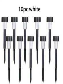 10-Piece Solar Lawn Lights Ground Plug Lights Rust-Proof Small Tube Lights Outdoor Landscape Lighting Suitable For Courtyards, 35 Milliamperes,Gardens And Terraces - Warm light - 查看 10