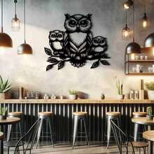 Metal Owl Sculpture - 1pc Decorative Iron Owl Wall Art For Garden, Patio, Living Room, Balcony - Outdoor Garden Patio Decorative Mural Fence Decoration, Indoor Home Wall Decor, No Electricity Required