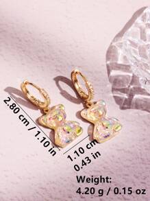 1 Pair Fashionable Cute Playful Resin Shiny Bear Dangle Earrings, Versatile For Daily, Party, Commute, Holiday, Women