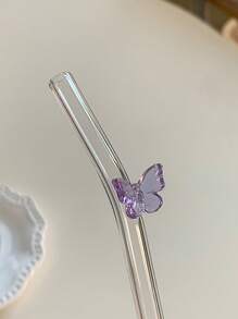 Juego de 6 Pajitas Reutilizables con Encanto de Mariposa - Juego de Bebida Encantado para Bodas/Despedidas de Soltera, Pajitas de Vidrio Caprichosas con Cepillo de Limpieza, Suministros para Fiestas, Accesorios de Cóctel para Jardín de Hadas, Perfecto para Fiesta de Soltera y Decoración de Compromiso Nupcial, Regalo para Novia