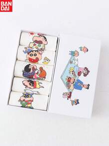 bandai Bandai, Crayon Shin Chan kurze Socken, Mode-Socken für Frühling und Sommer, Crayon Shin Chan Cartoon Box bedruckte Socken, weiße und schwarze kurze Socken, feuchtigkeitsableitend, atmungsaktiv, dünne Boot-Socken, geeignet für Frühling und Sommer, schweißfest, perfektes Party-Geschenk & Geburtstagsüberraschung, ideal für Weihnachten, Halloween, Thanksgiving Geschenke.