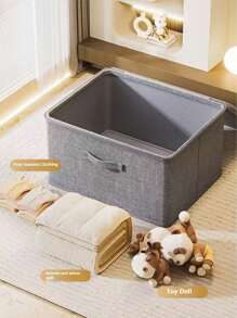 1 Large Capacity Foldable Storage Box With Lid, Household Wardrobe Folding Storage Box, Clothing And Bedding Storage Box, Storage Basket, Clothing, Bedding Toy Storage Box