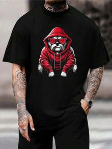 Camiseta de los Georgia Bulldogs con sudadera roja y gafas de sol - Camiseta gráfica cool para hombre y mujer - Diseño único, algodón premium, ropa deportiva para aficionados a la UGA, camiseta elegante de manga corta, ropa casual, regalo para el Día del Padre - Negro - Ver 1