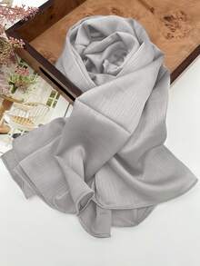 FADZOYLE 1pc Elegant Crepe Crinkled Solid Color Scarf Texture Satin Hijab Shawls And Wraps Silky Feeling Long Soft Headscarf Headbands Bandana Beach Cover Up Sarong Daily Life Evening Party Dresses Wedding Party Balls Banquets Bridesmaid Scarves Headscarfs Women Accessories - 2203MTG001 Scarf - View 6